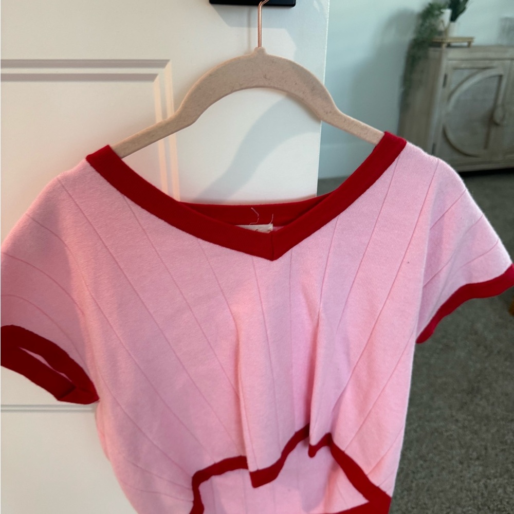 Red and pink sweater